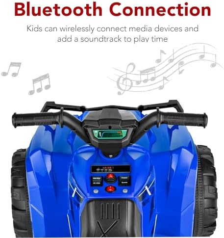 Best Choice Products 12V Kids Ride On Electric ATV  4 Wheeler Quad Car Toy w/Bluetooth Audio  2 4mph Max Speed  Treaded Tires  LED Headlights  Radio   Red