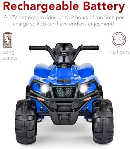 Best Choice Products 12V Kids Ride On Electric ATV  4 Wheeler Quad Car Toy w/Bluetooth Audio  2 4mph Max Speed  Treaded Tires  LED Headlights  Radio   Red