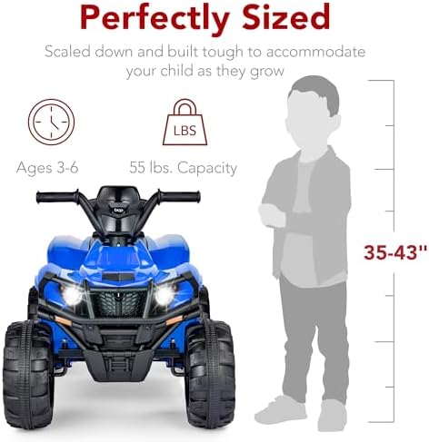 Best Choice Products 12V Kids Ride On Electric ATV  4 Wheeler Quad Car Toy w/Bluetooth Audio  2 4mph Max Speed  Treaded Tires  LED Headlights  Radio   Red