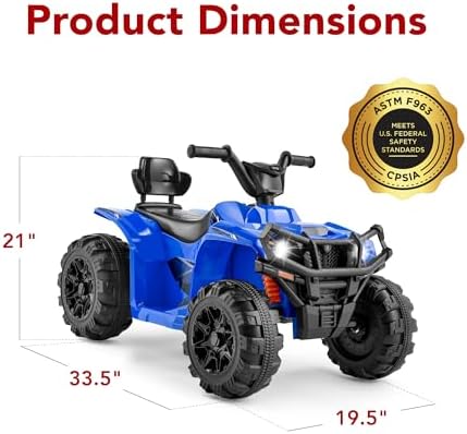 Best Choice Products 12V Kids Ride On Electric ATV  4 Wheeler Quad Car Toy w/Bluetooth Audio  2 4mph Max Speed  Treaded Tires  LED Headlights  Radio   Red