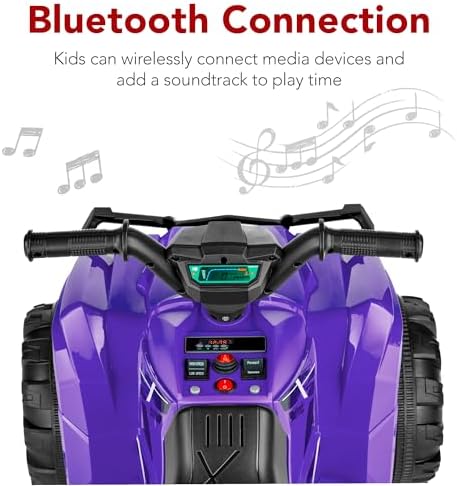 Best Choice Products 12V Kids Ride On Electric ATV  4 Wheeler Quad Car Toy w/Bluetooth Audio  2 4mph Max Speed  Treaded Tires  LED Headlights  Radio   Red