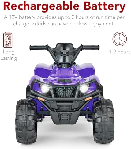 Best Choice Products 12V Kids Ride On Electric ATV  4 Wheeler Quad Car Toy w/Bluetooth Audio  2 4mph Max Speed  Treaded Tires  LED Headlights  Radio   Red