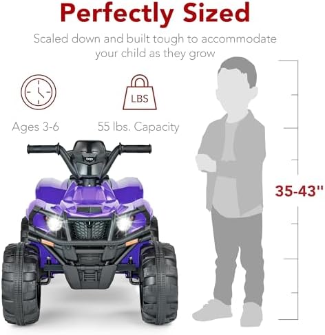 Best Choice Products 12V Kids Ride On Electric ATV  4 Wheeler Quad Car Toy w/Bluetooth Audio  2 4mph Max Speed  Treaded Tires  LED Headlights  Radio   Red