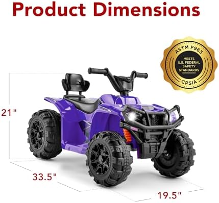 Best Choice Products 12V Kids Ride On Electric ATV  4 Wheeler Quad Car Toy w/Bluetooth Audio  2 4mph Max Speed  Treaded Tires  LED Headlights  Radio   Red