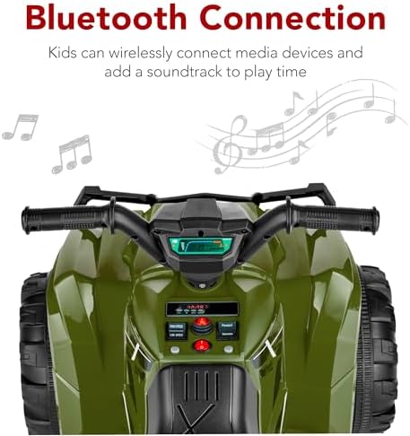 Best Choice Products 12V Kids Ride On Electric ATV  4 Wheeler Quad Car Toy w/Bluetooth Audio  2 4mph Max Speed  Treaded Tires  LED Headlights  Radio   Red