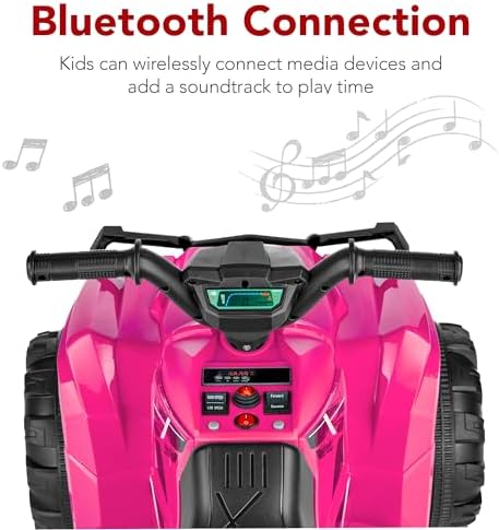 Best Choice Products 12V Kids Ride On Electric ATV  4 Wheeler Quad Car Toy w/Bluetooth Audio  2 4mph Max Speed  Treaded Tires  LED Headlights  Radio   Red