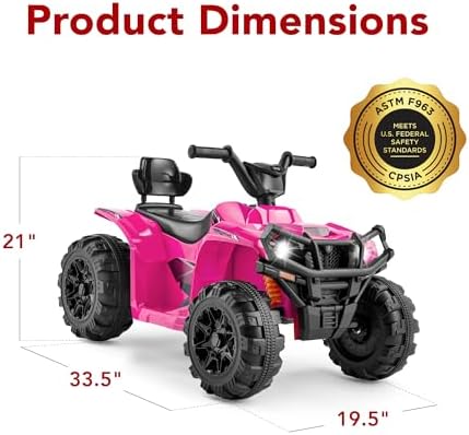 Best Choice Products 12V Kids Ride On Electric ATV  4 Wheeler Quad Car Toy w/Bluetooth Audio  2 4mph Max Speed  Treaded Tires  LED Headlights  Radio   Red