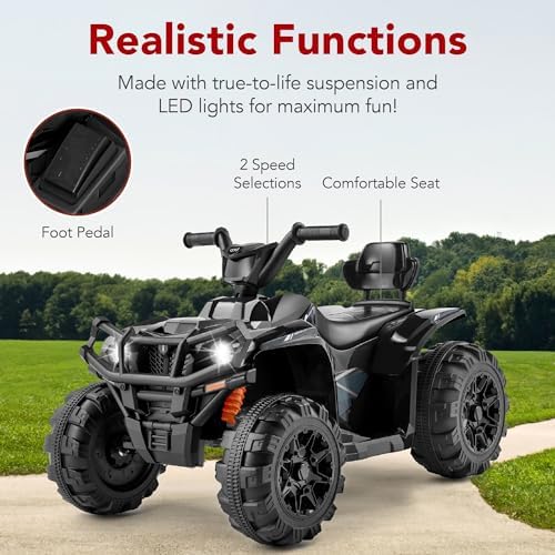 Best Choice Products 12V Kids Ride On Electric ATV  4 Wheeler Quad Car Toy w/Bluetooth Audio  2 4mph Max Speed  Treaded Tires  LED Headlights  Radio   Red