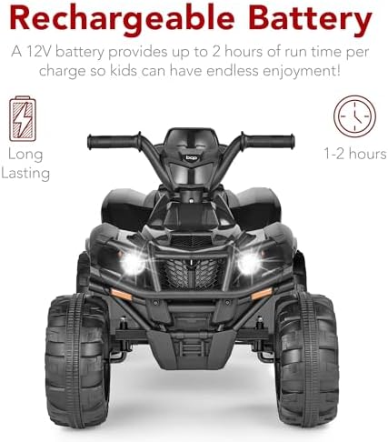 Best Choice Products 12V Kids Ride On Electric ATV  4 Wheeler Quad Car Toy w/Bluetooth Audio  2 4mph Max Speed  Treaded Tires  LED Headlights  Radio   Red