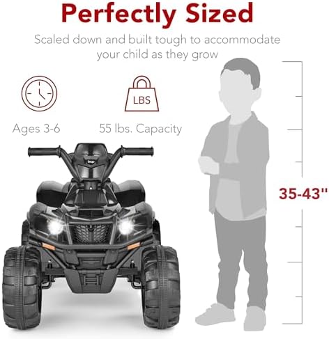 Best Choice Products 12V Kids Ride On Electric ATV  4 Wheeler Quad Car Toy w/Bluetooth Audio  2 4mph Max Speed  Treaded Tires  LED Headlights  Radio   Red