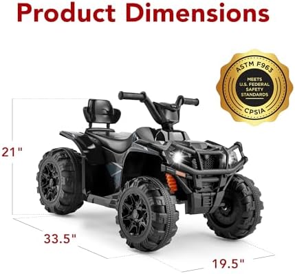 Best Choice Products 12V Kids Ride On Electric ATV  4 Wheeler Quad Car Toy w/Bluetooth Audio  2 4mph Max Speed  Treaded Tires  LED Headlights  Radio   Red