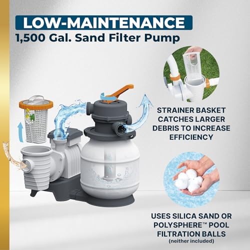 Bestway Power Steel 18 x 9 x 48  Above Ground Pool  Rectangular Metal Frame Outdoor Swimming Pool Set with Sand Filter Pump  Ladder  and Cover