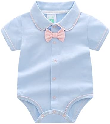 Betadog Newborn Baby Boys Bow Short Sleeve Outsie Bodysuit Jumpsuit Baby Boys Bodysuit Soft Cotton Romper
