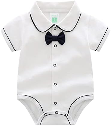 Betadog Newborn Baby Boys Bow Short Sleeve Outsie Bodysuit Jumpsuit Baby Boys Bodysuit Soft Cotton Romper