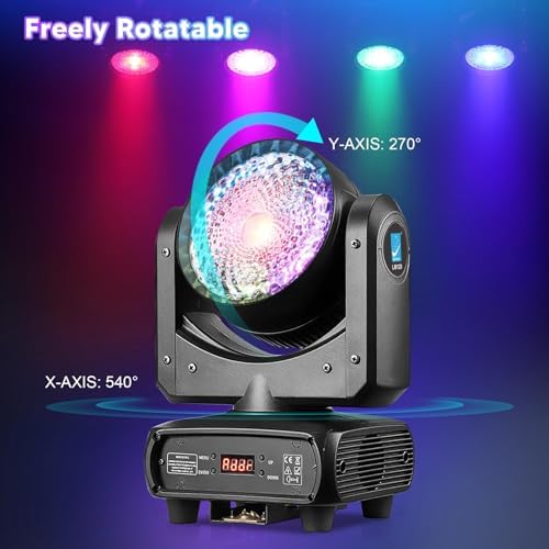 Big Dipper 120W Moving Par Light  RGBW Moving Head Light for Stage  DJ Light with Sound Activated DMX512 Control and Auto Mode for Event Party Bars Gigs Wedding and Theaters