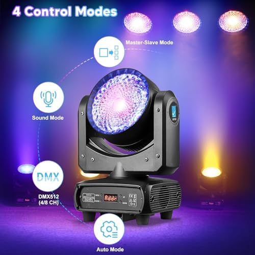 Big Dipper 120W Moving Par Light  RGBW Moving Head Light for Stage  DJ Light with Sound Activated DMX512 Control and Auto Mode for Event Party Bars Gigs Wedding and Theaters