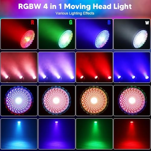Big Dipper 120W Moving Par Light  RGBW Moving Head Light for Stage  DJ Light with Sound Activated DMX512 Control and Auto Mode for Event Party Bars Gigs Wedding and Theaters
