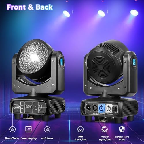 Big Dipper 120W Moving Par Light  RGBW Moving Head Light for Stage  DJ Light with Sound Activated DMX512 Control and Auto Mode for Event Party Bars Gigs Wedding and Theaters