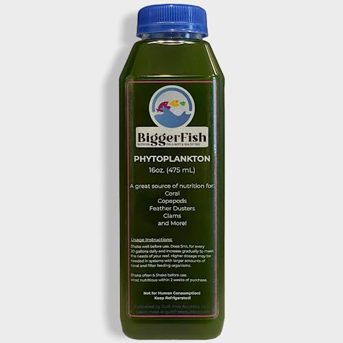 BiggerFish Live Copepods   Phytoplankton Combo Pack for Saltwater Fish  Coral  Invertebrates  2 16oz Bottles  Provide Vital Biodiversity and Nutrition for Saltwater Reef Aquariums