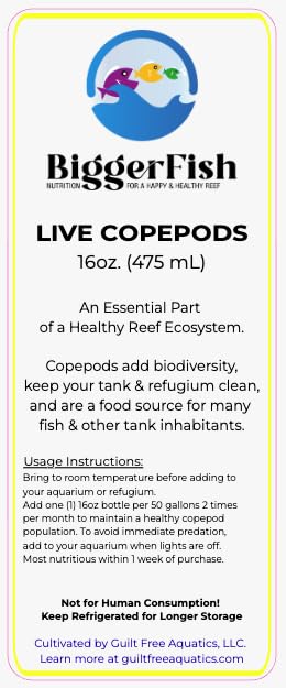 BiggerFish Live Copepods   Phytoplankton Combo Pack for Saltwater Fish  Coral  Invertebrates  2 16oz Bottles  Provide Vital Biodiversity and Nutrition for Saltwater Reef Aquariums