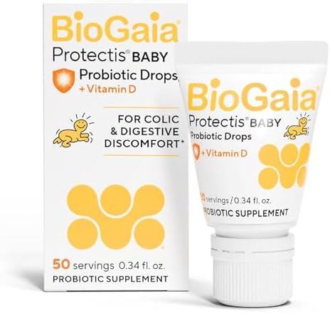 BioGaia Protectis Baby Probiotic Drops   Colic & Gas Relief   Vitamin D   Safe for Newborns   Ease Crying  Fussing  Colic  Gas  Spit ups & Constipation   No Dairy  Soy & Gluten   50 Day Supply   10mL