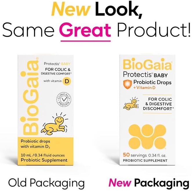 BioGaia Protectis Baby Probiotic Drops   Colic & Gas Relief   Vitamin D   Safe for Newborns   Ease Crying  Fussing  Colic  Gas  Spit ups & Constipation   No Dairy  Soy & Gluten   50 Day Supply   10mL