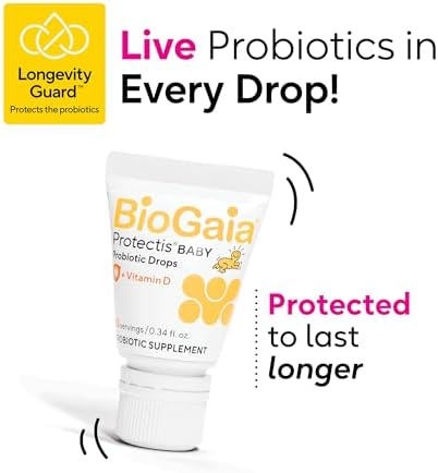 BioGaia Protectis Baby Probiotic Drops   Colic & Gas Relief   Vitamin D   Safe for Newborns   Ease Crying  Fussing  Colic  Gas  Spit ups & Constipation   No Dairy  Soy & Gluten   50 Day Supply   10mL