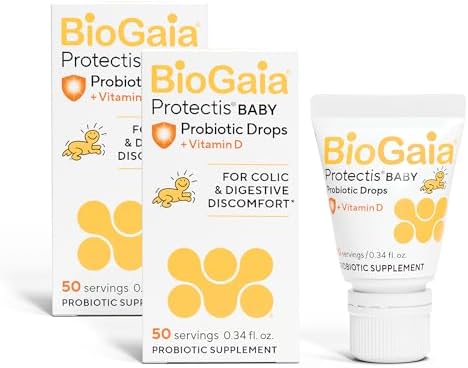 BioGaia Protectis Baby Probiotic Drops   Colic & Gas Relief   Vitamin D   Safe for Newborns   Ease Crying  Fussing  Colic  Gas  Spit ups & Constipation   No Dairy  Soy & Gluten   50 Day Supply   10mL
