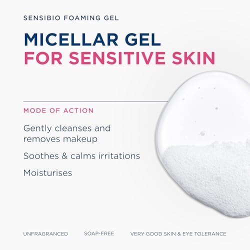 Bioderma Sensibio Foaming Gel Gentle Face Cleanser  Cleansing and Makeup Removing Refreshing Feeling for Sensitive Skin  Unscented  16 9 Fl Oz