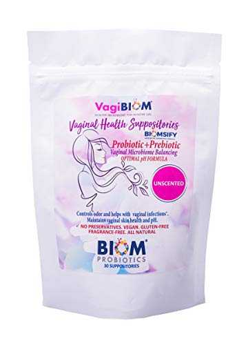 Biom Vaginal Probiotic Suppository  Natural Vaginal pH and Odor Control Regimen; Balance and Nourishes Vaginal Microbiome; No Parabens  Fragrance Free  30 