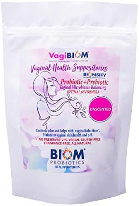 Biom Vaginal Probiotic Suppository  Natural Vaginal pH and Odor Control Regimen; Balance and Nourishes Vaginal Microbiome; No Parabens  Fragrance Free  30 