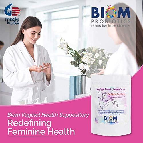 Biom Vaginal Probiotic Suppository  Natural Vaginal pH and Odor Control Regimen; Balance and Nourishes Vaginal Microbiome; No Parabens  Fragrance Free  30 