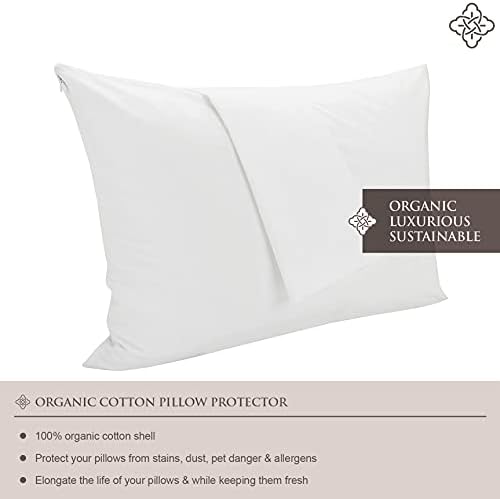 Bioweaves 100  Organic Cotton Breathable Pillow Protectors GOTS Certified with Zipped Closure   Standard  20 x 26 inches  2 Pack