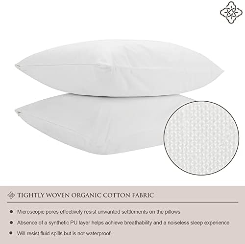Bioweaves 100  Organic Cotton Breathable Pillow Protectors GOTS Certified with Zipped Closure   Standard  20 x 26 inches  2 Pack