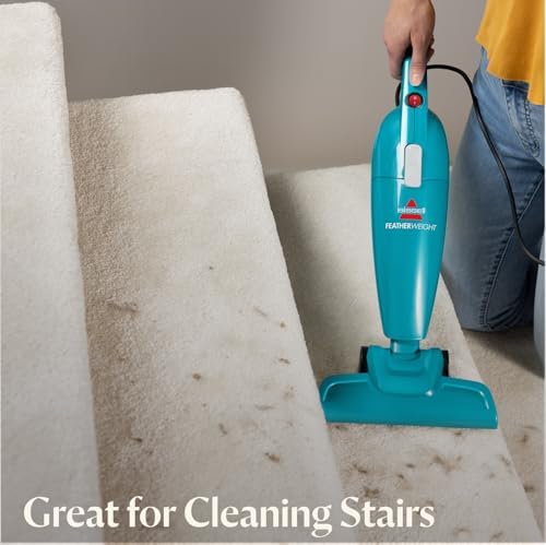 Bissell 2033 Featherweight Stick Lightweight Bagless Vacuum and Electric Broom with Crevice Tool for Hard Floors and Carpets  Blue