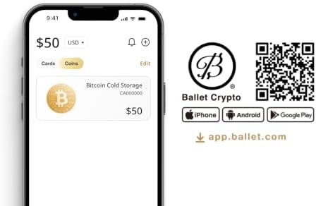 Bitcoin Cold Storage Coin   Ballet 24K Gold Plated Physical BTC Wallet  No Electronics  No Seed Phrase  No PIN or Password  Works with Ballet Crypto App