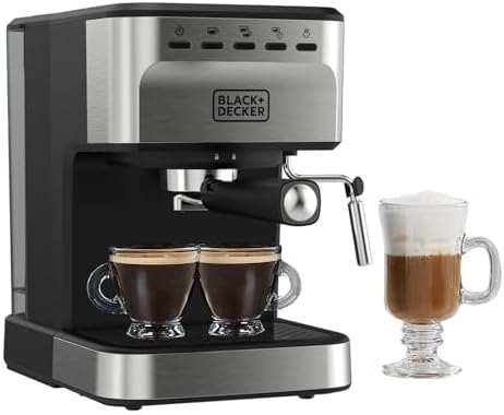 Black Decker Semi Automatic 15 Bar Espresso and Cappuccino Maker  Versatile Machine with Ability to use Grounds or ESE Pods to Make Your Perfect Cup of Coffee