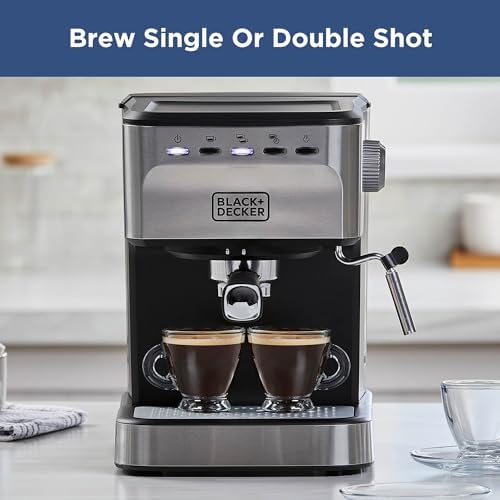 Black Decker Semi Automatic 15 Bar Espresso and Cappuccino Maker  Versatile Machine with Ability to use Grounds or ESE Pods to Make Your Perfect Cup of Coffee