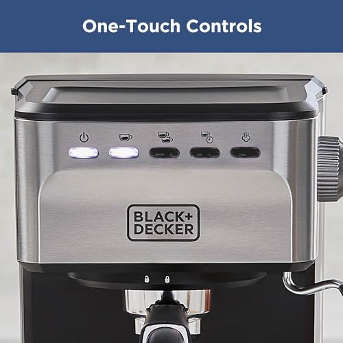 Black Decker Semi Automatic 15 Bar Espresso and Cappuccino Maker  Versatile Machine with Ability to use Grounds or ESE Pods to Make Your Perfect Cup of Coffee