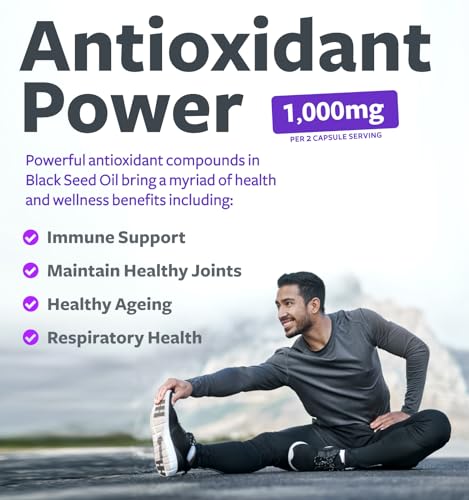Black Seed Oil   120 Softgel Capsules Skin Health  Non GMO & Vegan  Cold Pressed Nigella Sativa Producing Pure Black Cumin Seed Oil with Vitamin E   500mg Each  1000mg Per 2 Capsule Serving