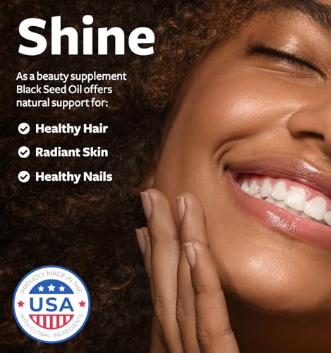 Black Seed Oil   120 Softgel Capsules Skin Health  Non GMO & Vegan  Cold Pressed Nigella Sativa Producing Pure Black Cumin Seed Oil with Vitamin E   500mg Each  1000mg Per 2 Capsule Serving