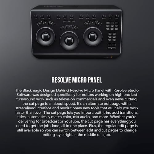 Micropanel Blackmagic Design DaVinci Resolve | Panel de control portátil de bajo perfil