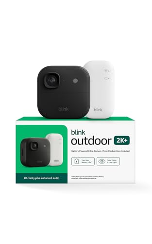 Blink Outdoor 2K   newest model    Wireless smart security camera  2K video resolution  enhanced audio  two year battery  Sync Module Core included   1 camera system  Black 