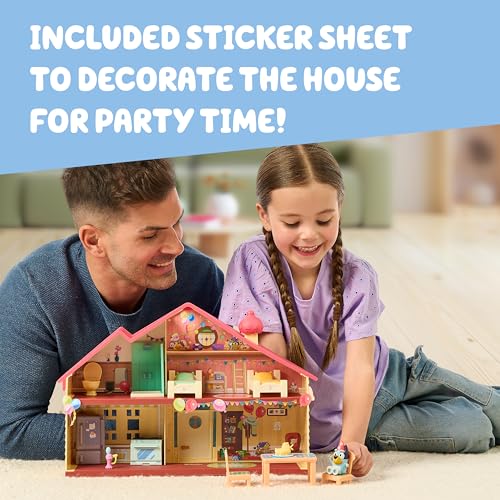 Bluey Celebration Home Playset  Portable Birthday Party Toy House with 11 Removable Accessories and 2 5  Figure  House Toys for Kids of Ages 3 