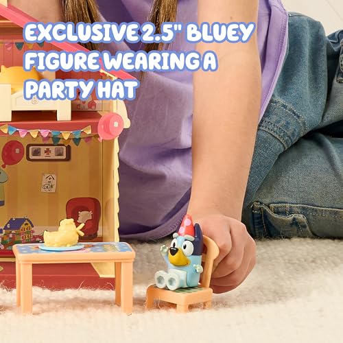 Bluey Celebration Home Playset  Portable Birthday Party Toy House with 11 Removable Accessories and 2 5  Figure  House Toys for Kids of Ages 3 