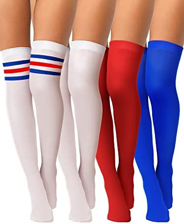 Boao 4 Pairs Womens Silk Thigh High Stockings Nylon Socks for Women Halloween Cosplay Costume Party Tights Accessory
