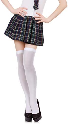 Boao 4 Pairs Womens Silk Thigh High Stockings Nylon Socks for Women Halloween Cosplay Costume Party Tights Accessory