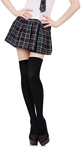 Boao 4 Pairs Womens Silk Thigh High Stockings Nylon Socks for Women Halloween Cosplay Costume Party Tights Accessory