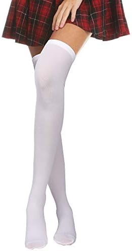 Boao 4 Pairs Womens Silk Thigh High Stockings Nylon Socks for Women Halloween Cosplay Costume Party Tights Accessory