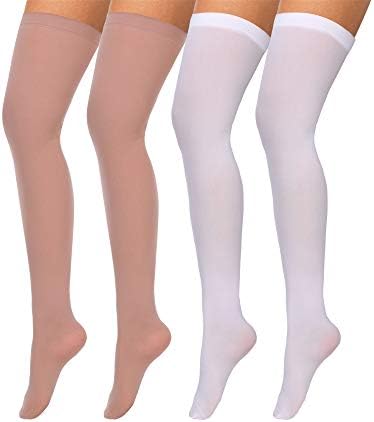 Boao 4 Pairs Womens Silk Thigh High Stockings Nylon Socks for Women Halloween Cosplay Costume Party Tights Accessory